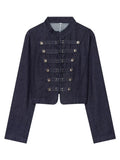 Military Inspired Cropped Denim Jacket