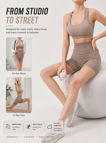 Seamless High Waisted Yoga Short Set