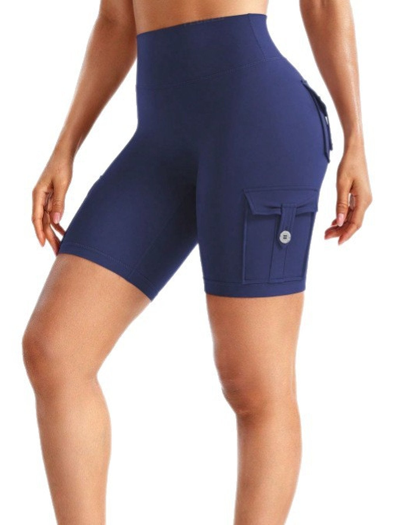 High Waisted Cargo Biker Shorts