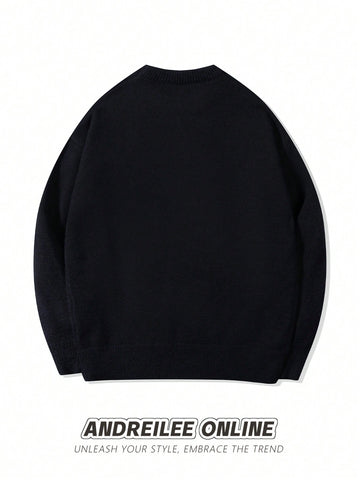 Oversized USA Graphic Knit Pullover Sweater