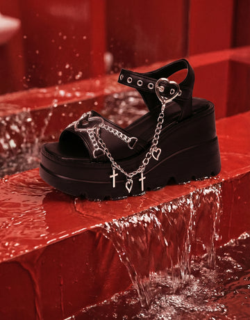 Heart-Strap Platform Edgy Sandals