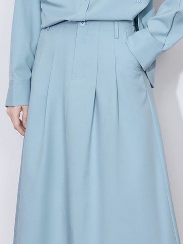 High-Waisted Pleated Elegant Midi Skirt