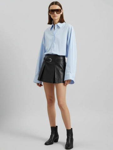 PU Leather Pleated Skirt