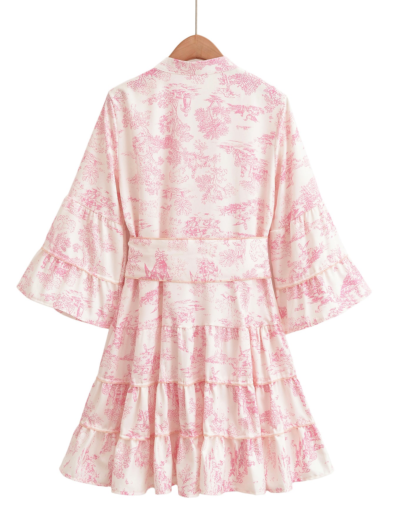 Tiered Ruffle Bell Sleeve Mini Dress
