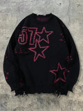 Distressed Graphic Star Oversized Sweater