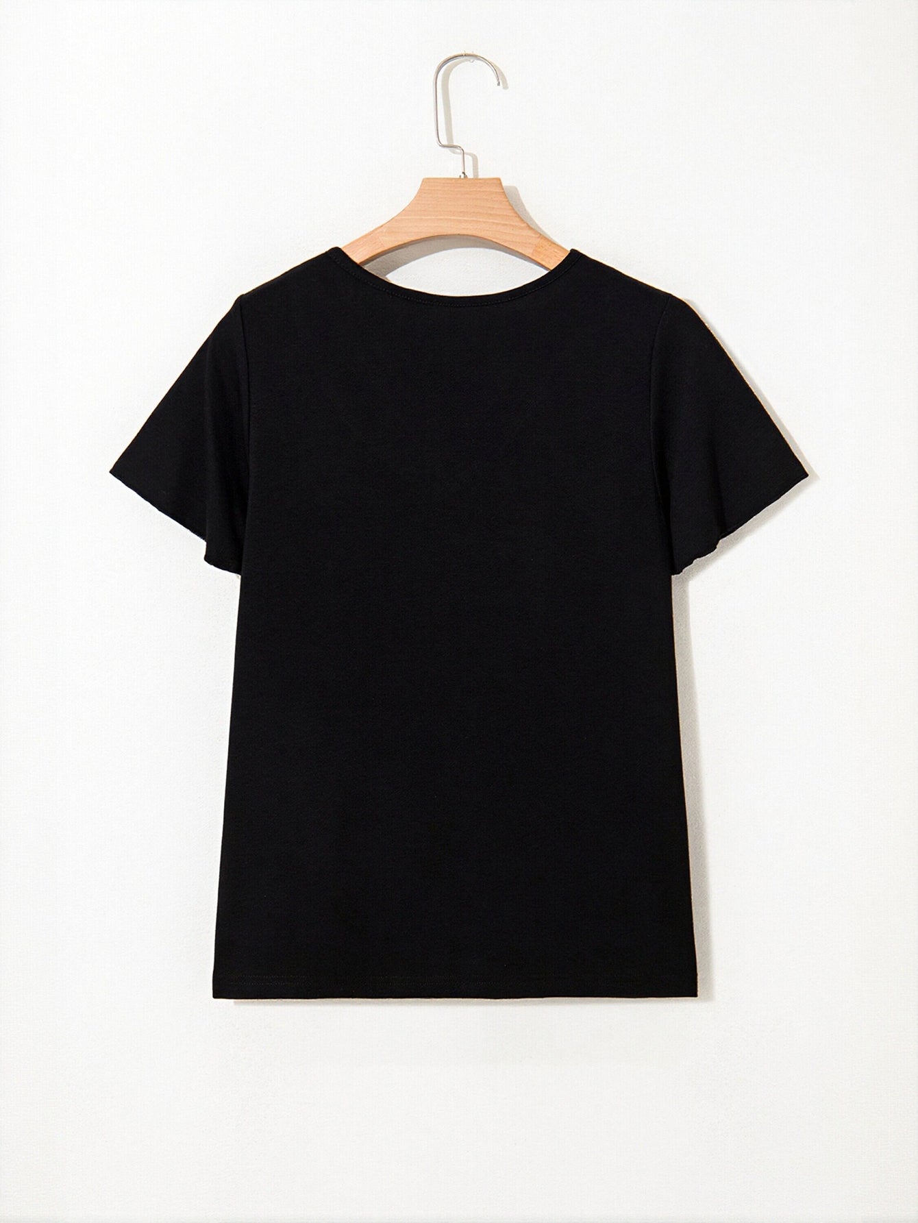 Crisscross V Neck Flutter Sleeve T-Shirt