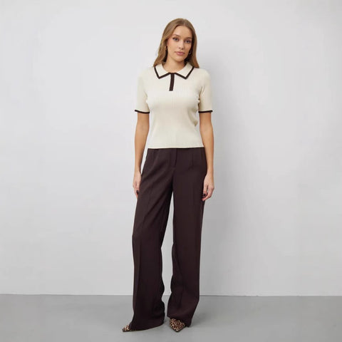Short Sleeve Color-Blocked Casual Polo Shirt