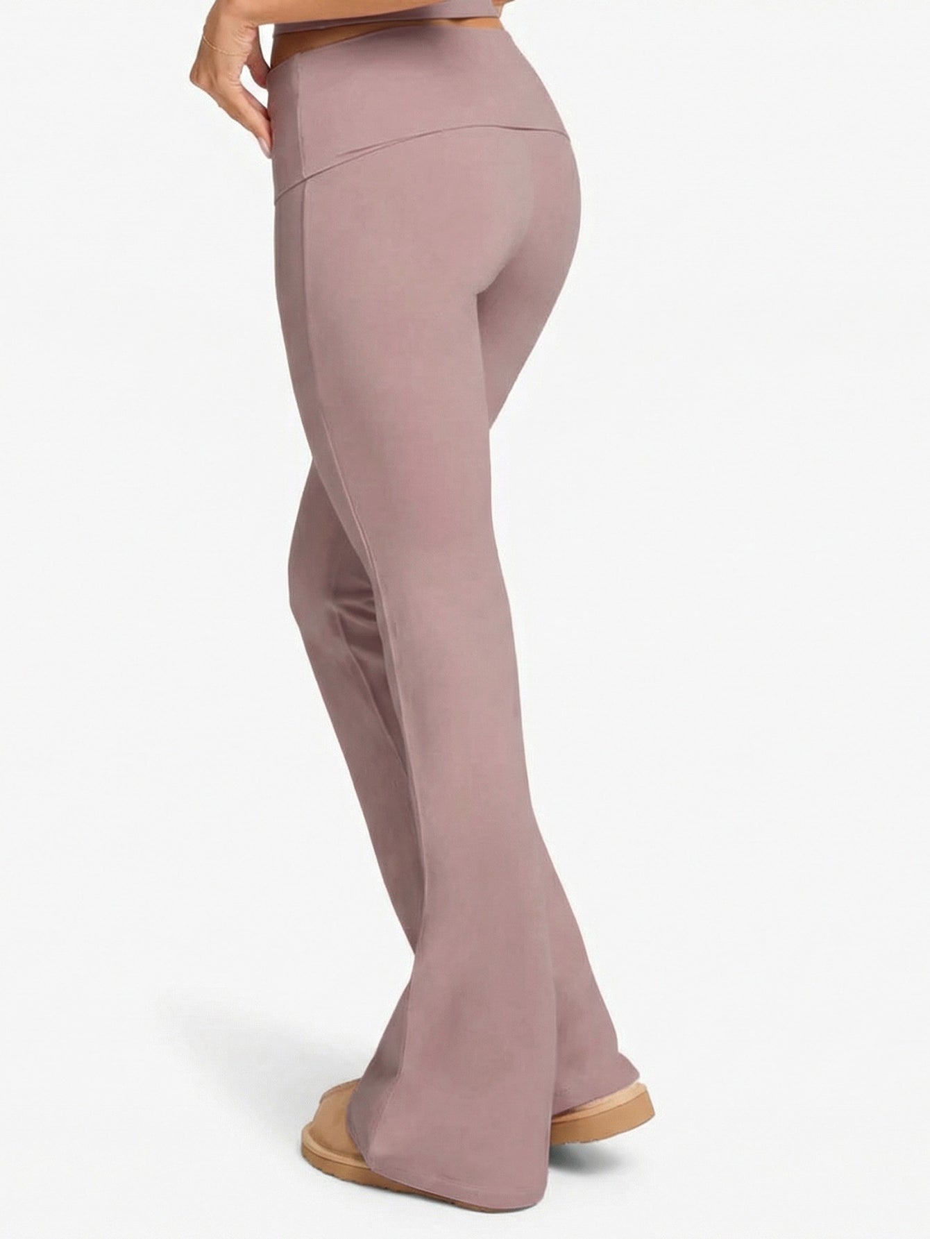 High-Waisted Stretchy Flare Yoga Pants-Mauve