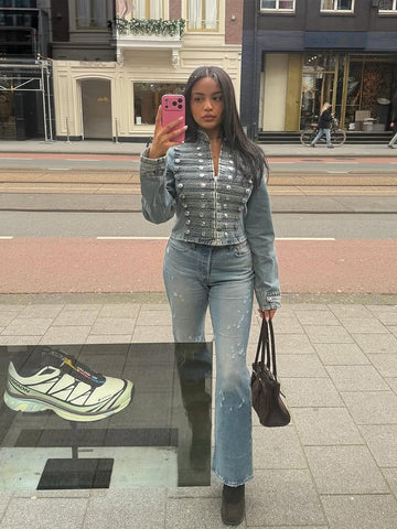 Vintage Military Inspired Denim Jacket