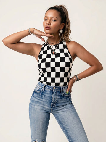 Checkered Sleeveless Tank