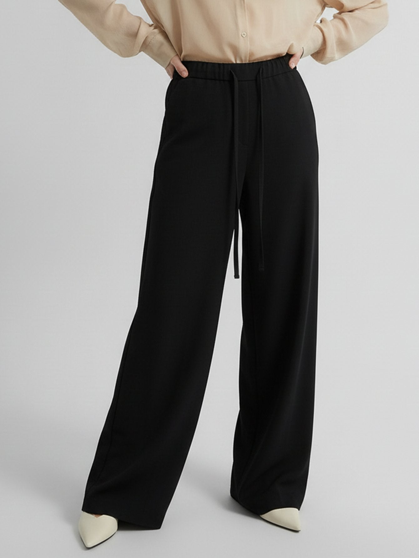 Wool Blend Relaxed Trousers