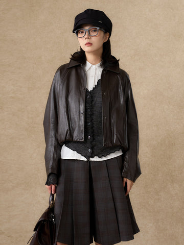 Oversized Vintage Brown Faux Leather Jacket