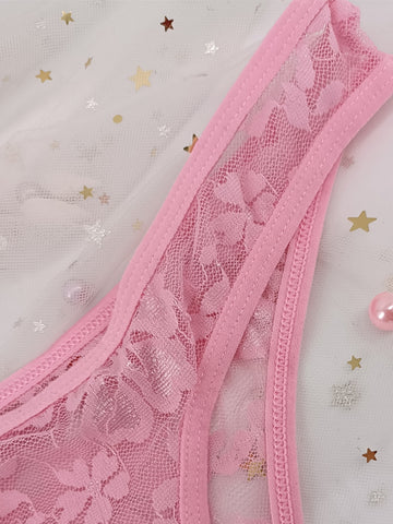 Seamless Floral Lace Thong Panties