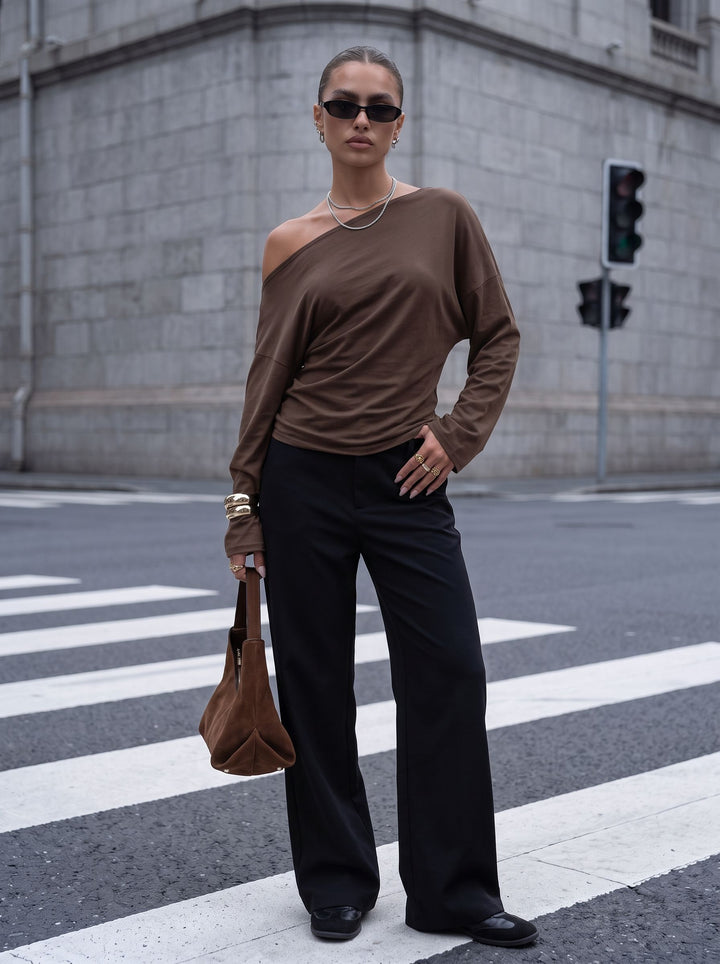 Soft Comfortable Cotton One Shoulder Tee