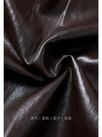 Oversized Vintage Brown Faux Leather Jacket