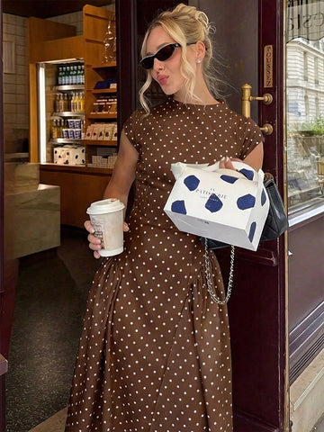 Polka Dot Sleeveless Midi Dress