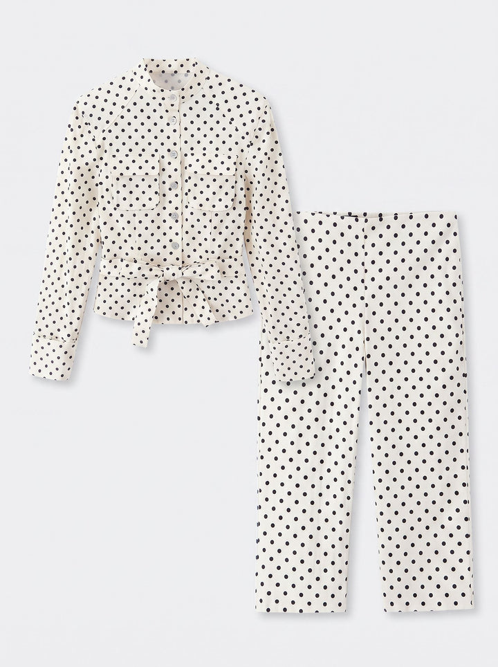Polka Dot Belted Pants Set