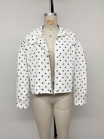 Polka Dot Mock Neck Jacket