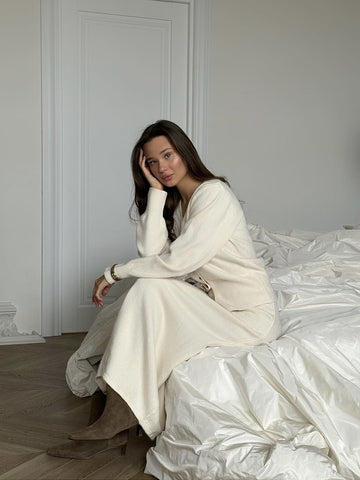 Cozy Soft Knit Cardigan Skirt Set