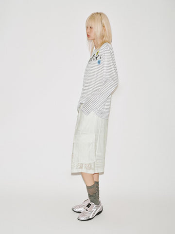 Urban Revivo Printed Contrast Striped Long Sleeve T-Shirts-Cool Grey Stripes