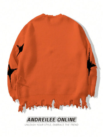 Distressed Grunge Skull Graphic Sweater