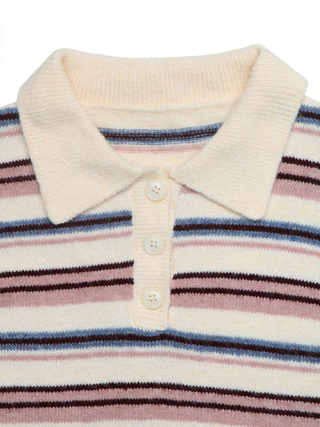 Cozy Striped Collared Knit Sweater