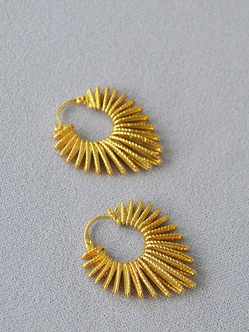 Radiant Textured Gold Hoop Earrings