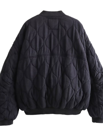 Oversized Quilted Bomber Puffer Jacket