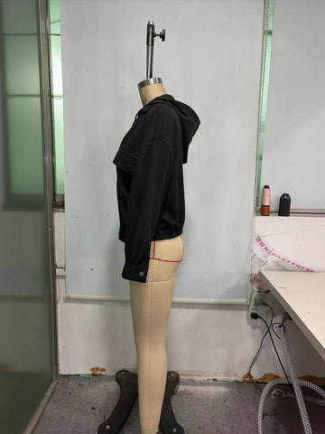 Oversized Corduroy Hooded Utility Jacket