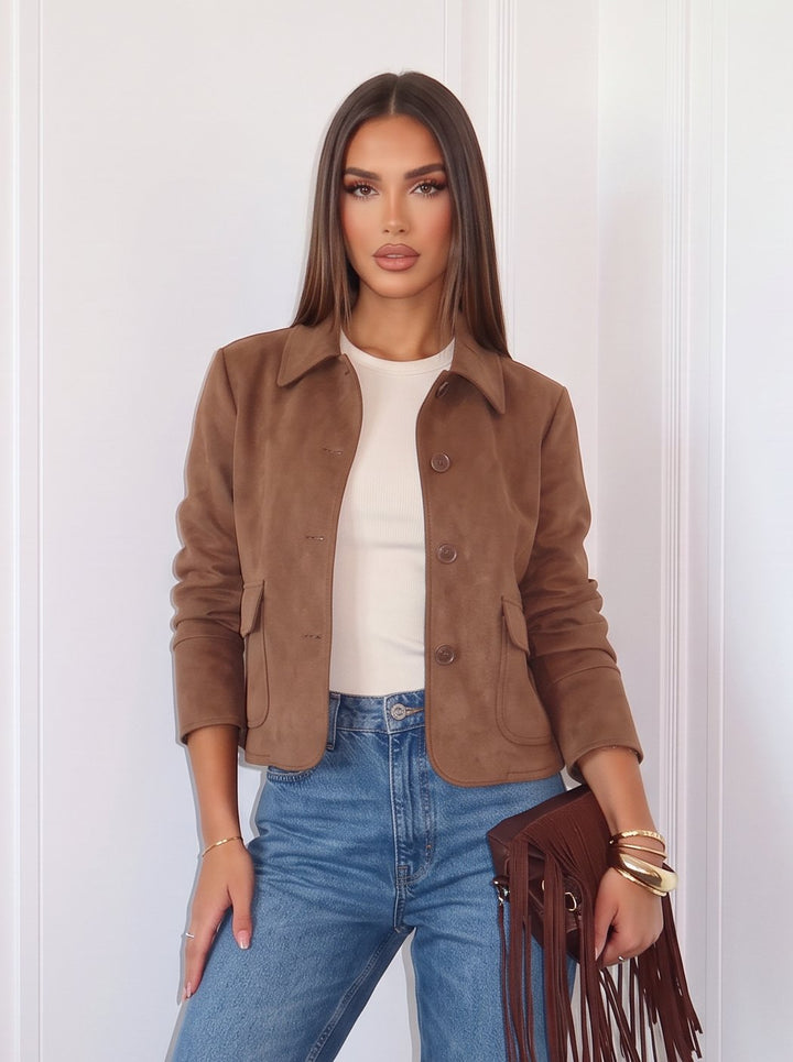 Classic Button Up Suede Jacket