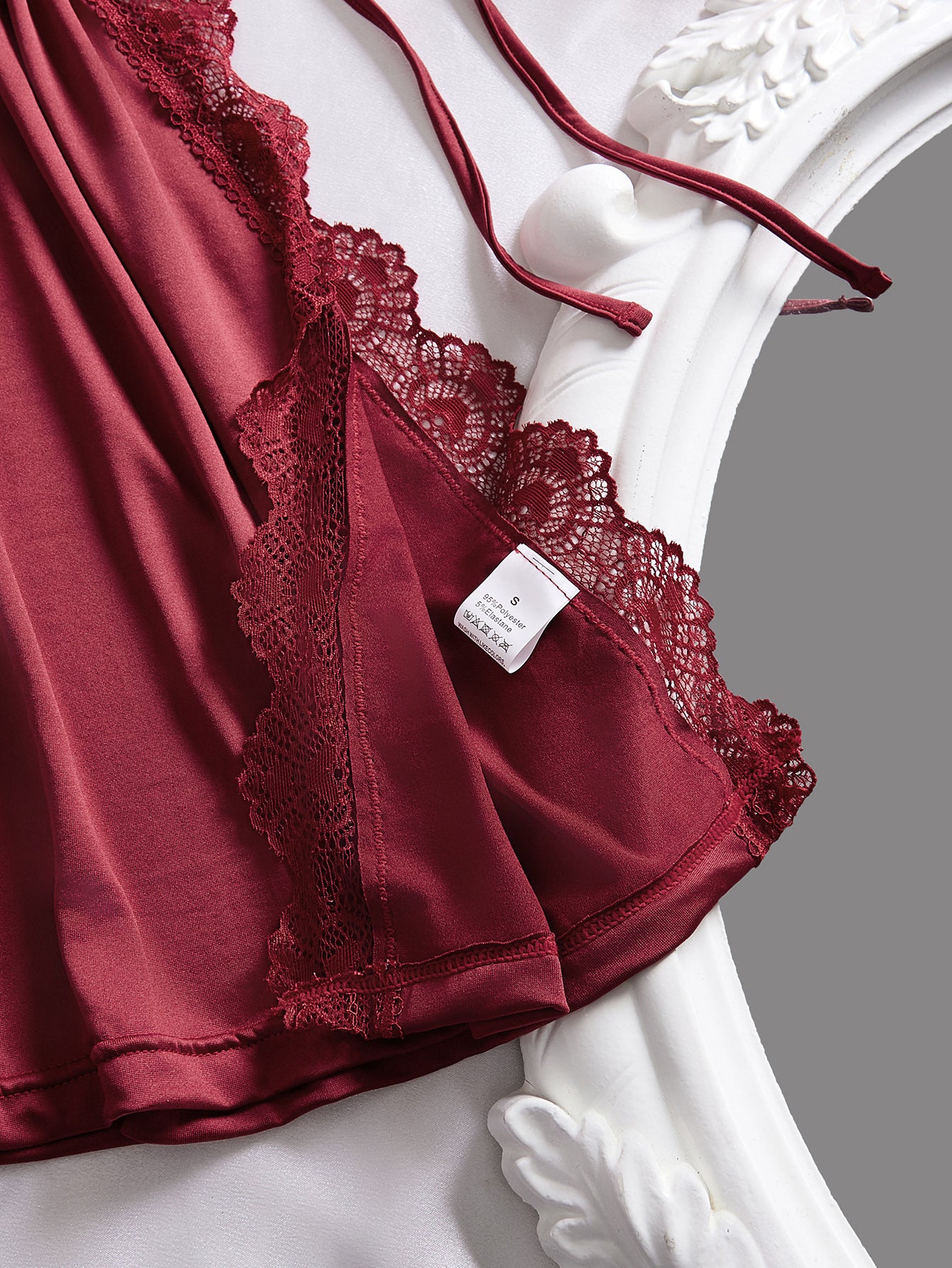 Lace Trim Soft Satin Nightdress