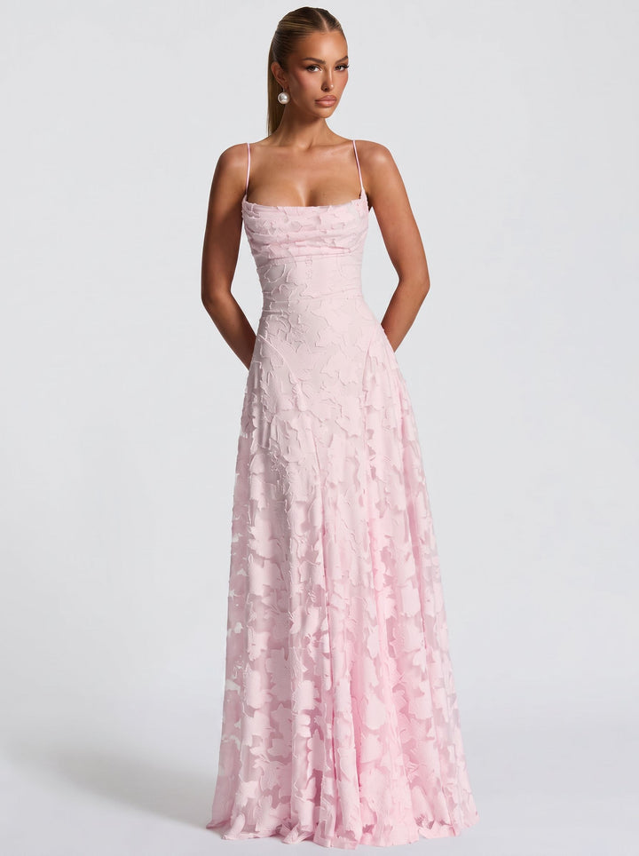 Cowl Neck Floral Maxi Dress