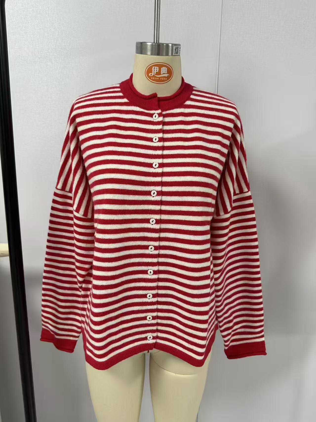 Oversized Striped Button Down Cardigan