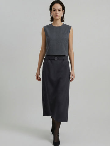Round Neck Sleeveless Blouse