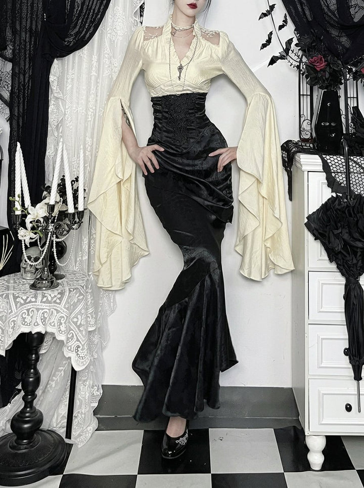 Gothic Corset High Waist Maxi Skirt