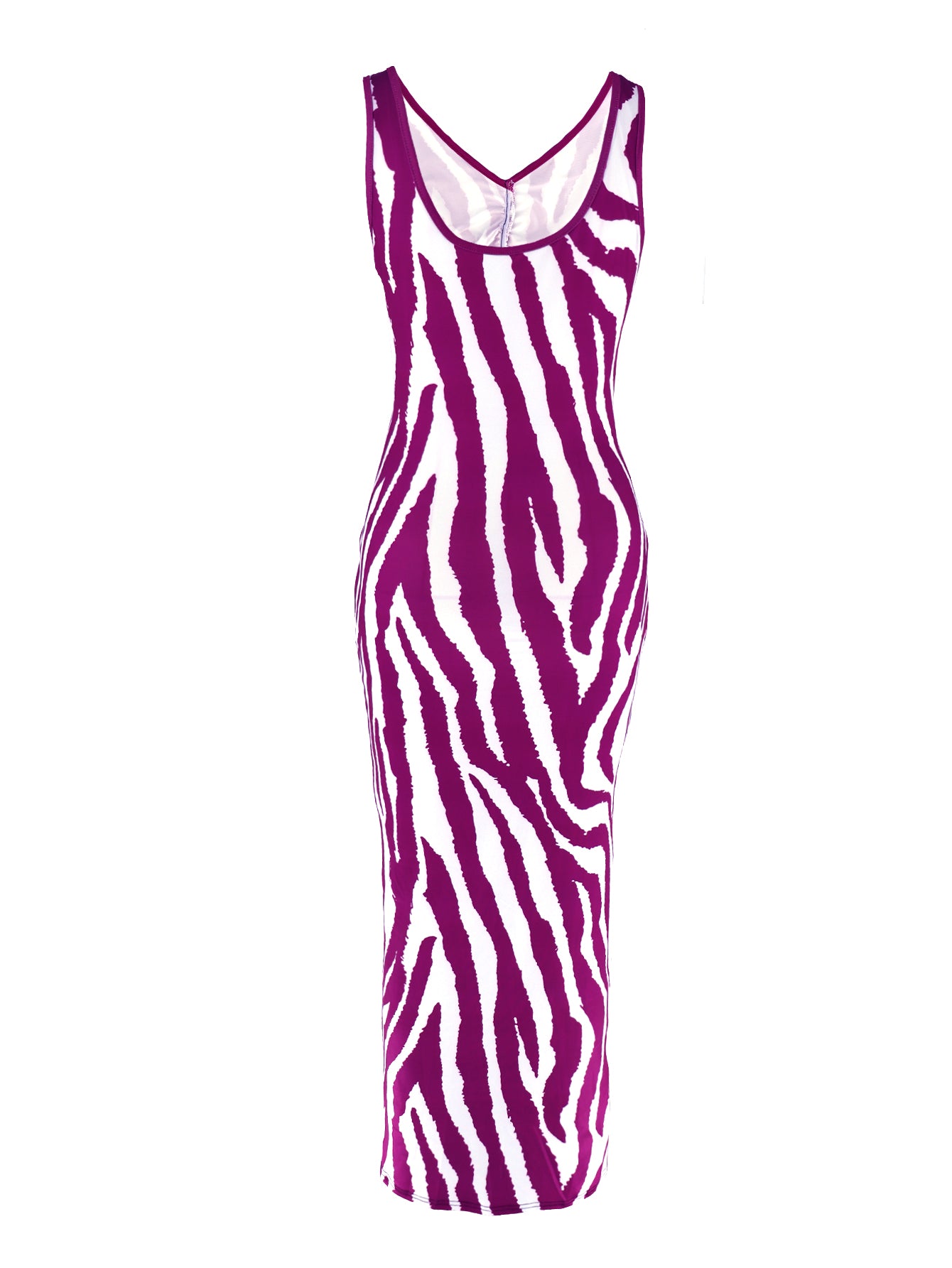 Zebra Print Ruched Cutout Midi Dress