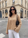 Oversized Cable Knit Bell Sleeve Sweater