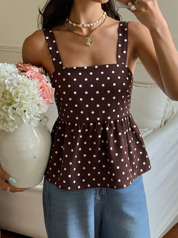 Polka Dot Peplum Tank Top