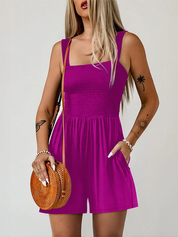 Sleeveless Shirred Romper