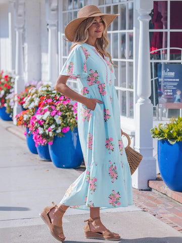 Floral Tiered Ruffle Midi Dress