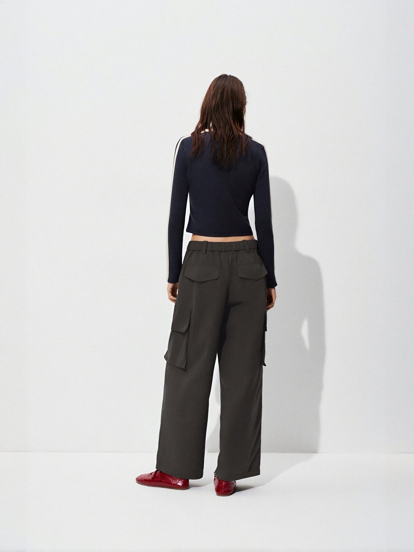 Urban Revivo Flap Pockets Wide Leg Pants-Caramel