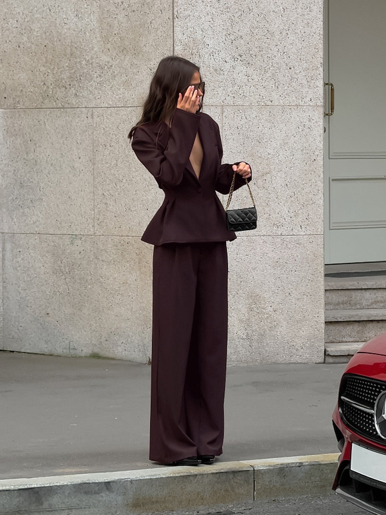 Tailored Peplum Blazer Wide Leg Pant Set
