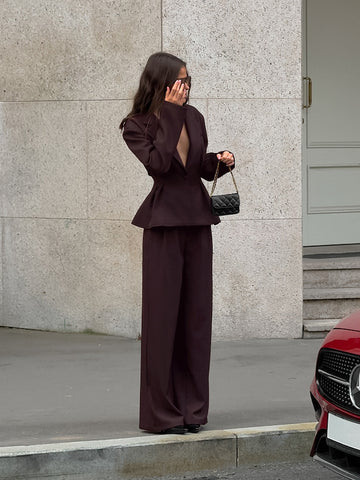 Tailored Peplum Blazer Wide Leg Pant Set
