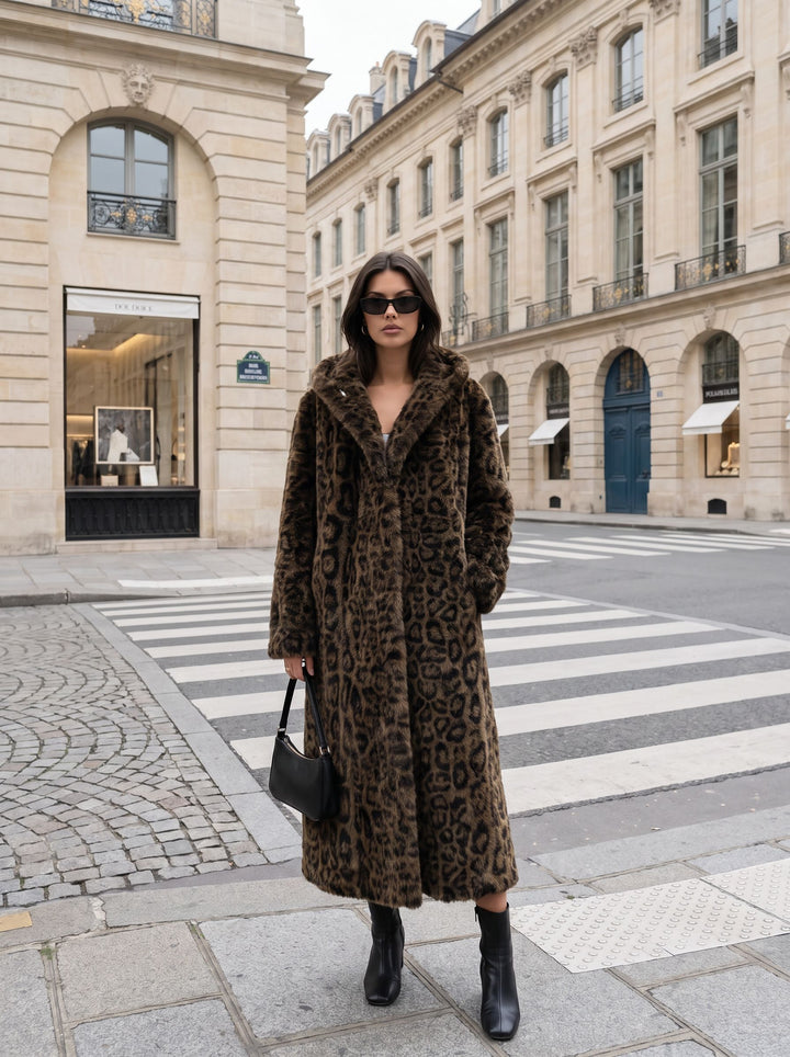 Cozy Leopard Print Faux Fur Coat