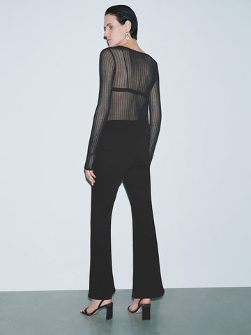 Urban Revivo Skinny Knitted T-Shirts-Black