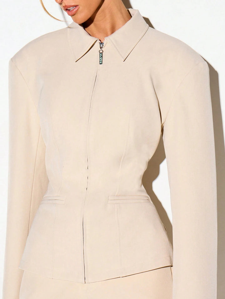 Tailored Zip Up Blazer Jacket