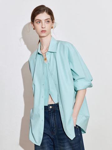 Vertical-Striped Button-Front Casual Shirt