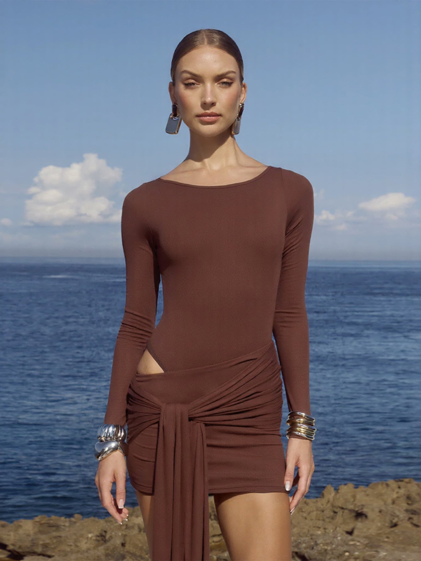 Cutout Wrapped-Skirt Chic Mini Dress