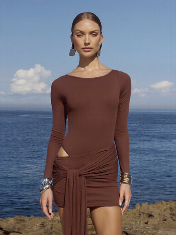 Cutout Wrapped-Skirt Chic Mini Dress