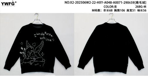Oversized Graphic Angel Knit Sweater